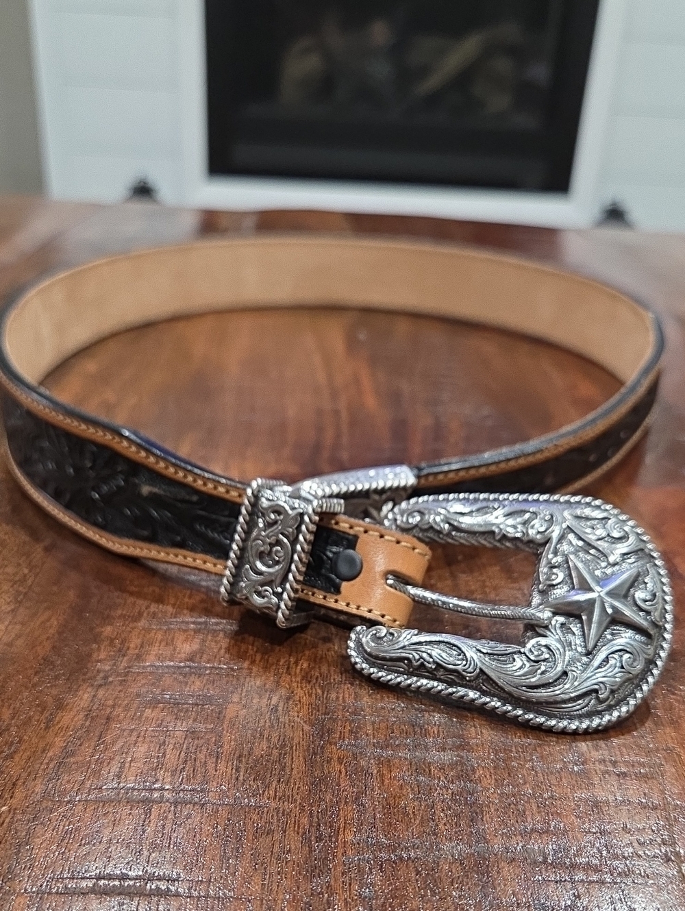 Justin Western Leather Belt Size 32